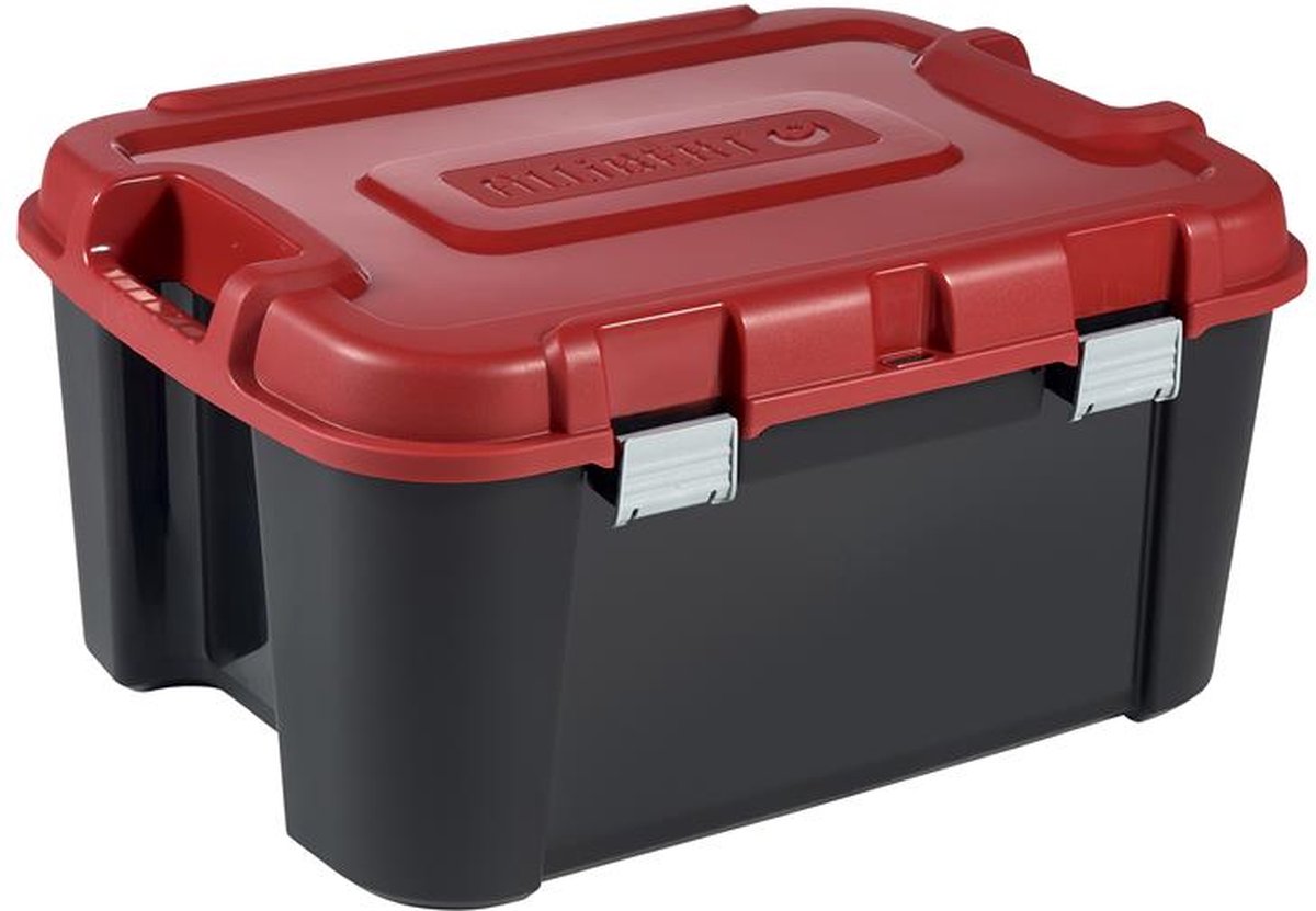 Curver Totem Opbergbox - 140 liter - met deksel - zwart / rood