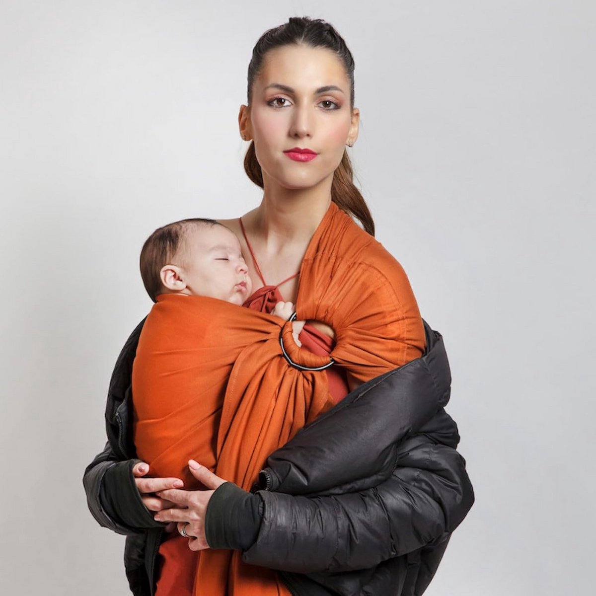 Draagdoek zonder knopen - Ring sling - Baby dragen - Snel te installeren - Tot 14 kg - Wit goud – foto 8