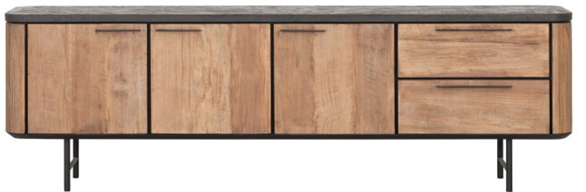 DTP Home Soho tv-meubel teakhout en Mortex naturel / zwart - 190 x 40 x 60 cm