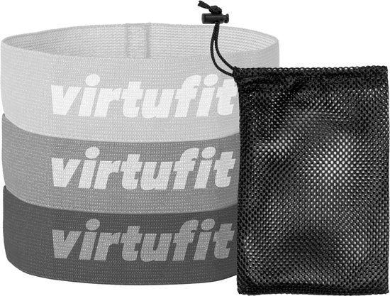 VirtuFit Resistance Bands - Mini Weerstandsbanden set - Katoen - 3 Stuks - Met Opbergtas - Full Body Workout - CrossFit - Thuis Sporten - Yoga & Fitness