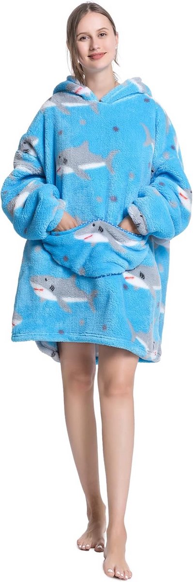 Oversized Draagbare Deken Hoodie voor Dames en Heren - Extra Grote Comfortabele Fleece Deken met Zak
