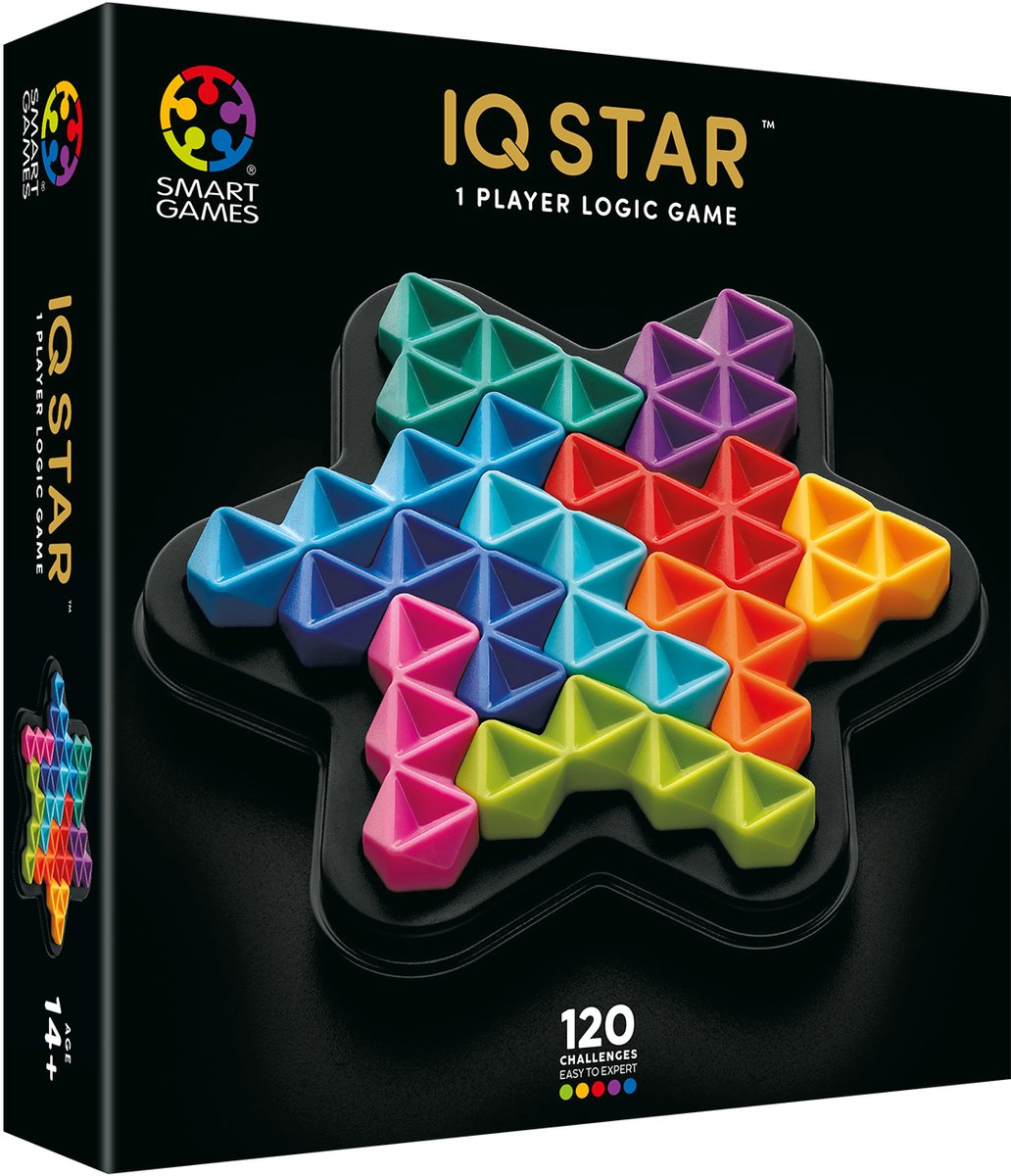 SmartGames IQ Star Deluxe - IQ Deluxe Logisch Denkspel & Premium Breinbreker - Geometrische Puzzel met 120 Opdrachten - Luxe Ster Puzzel - Solospel voor Tieners en Volwassenen - Vanaf 14 Jaar