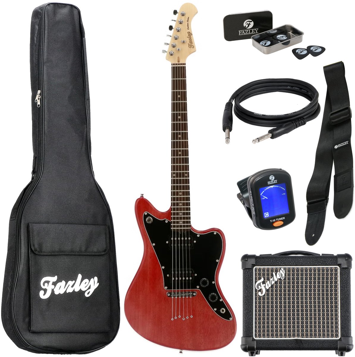 Elektrische gitaarset - incl. versterker, tas en accessoires - Rood Fazley Outlaw Series Maverick Basic HH