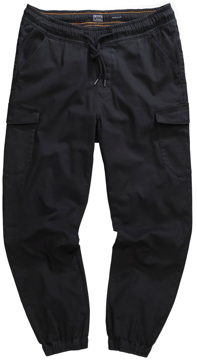 STHUGE - Heren - Cargo broek modern fit elastische tailleband 6 zakken - Zwart - Maat XL