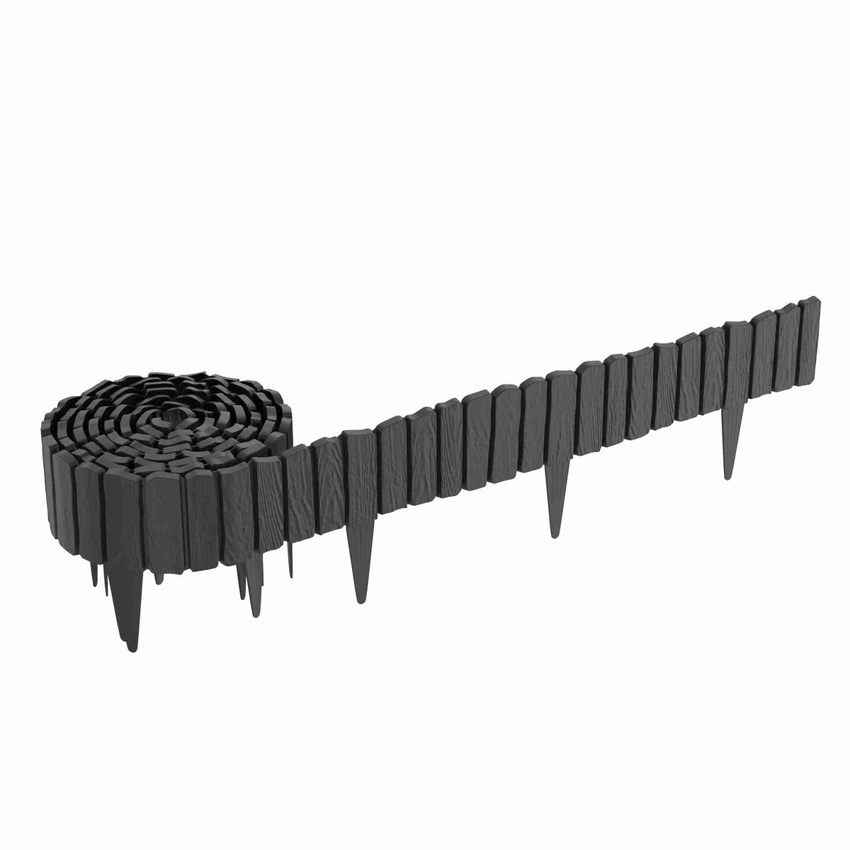 Aufun Houtlook Borderrand Gazonrand 4,6 m - Decoratie Tuinpalissade Omheining - Snijdbare Flexibele Gazonrand - Antraciet