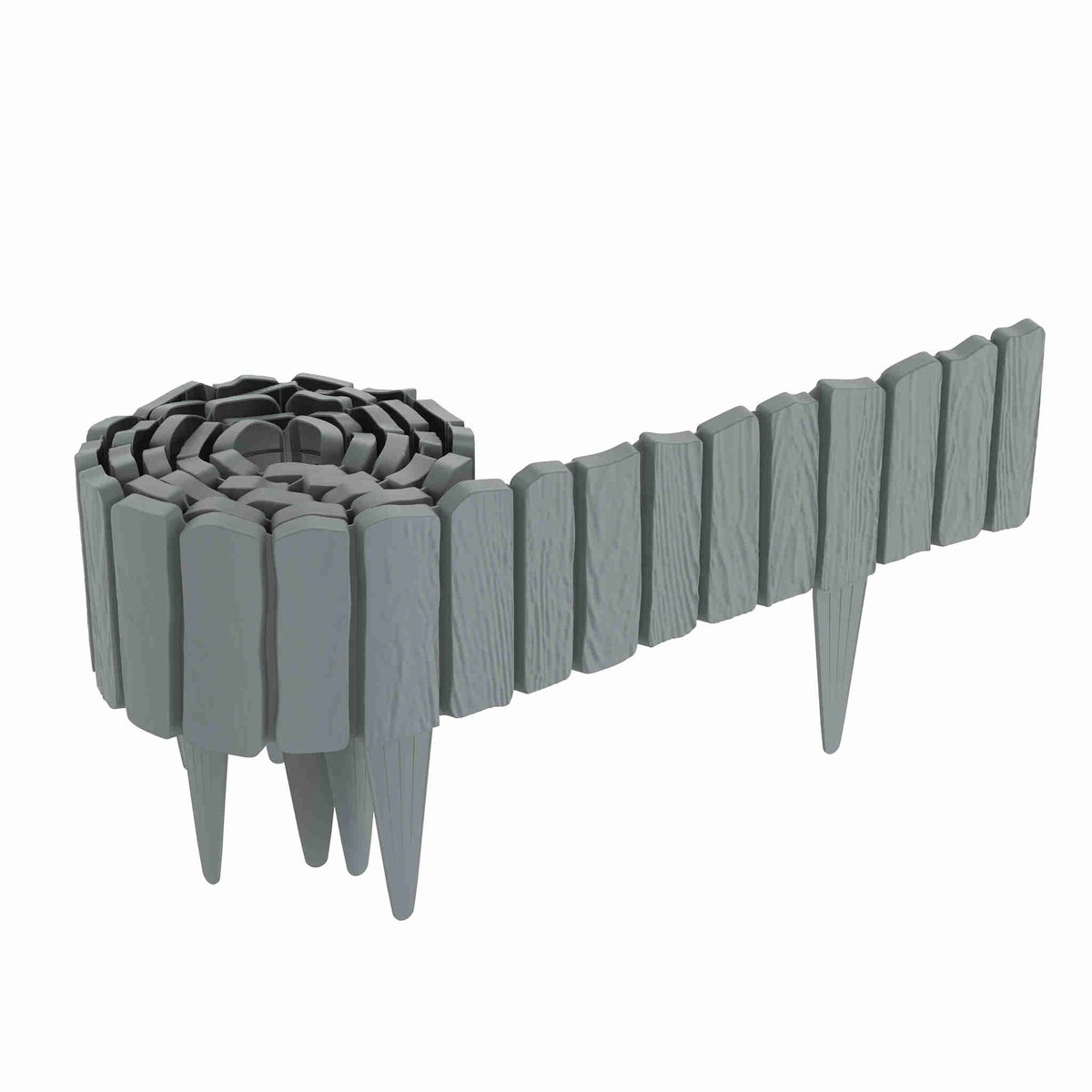 Aufun Houtlook Borderrand Gazonrand 2,3 m - Decoratie Tuinpalissade Omheining - Snijdbare Flexibele Gazonrand - Grijs