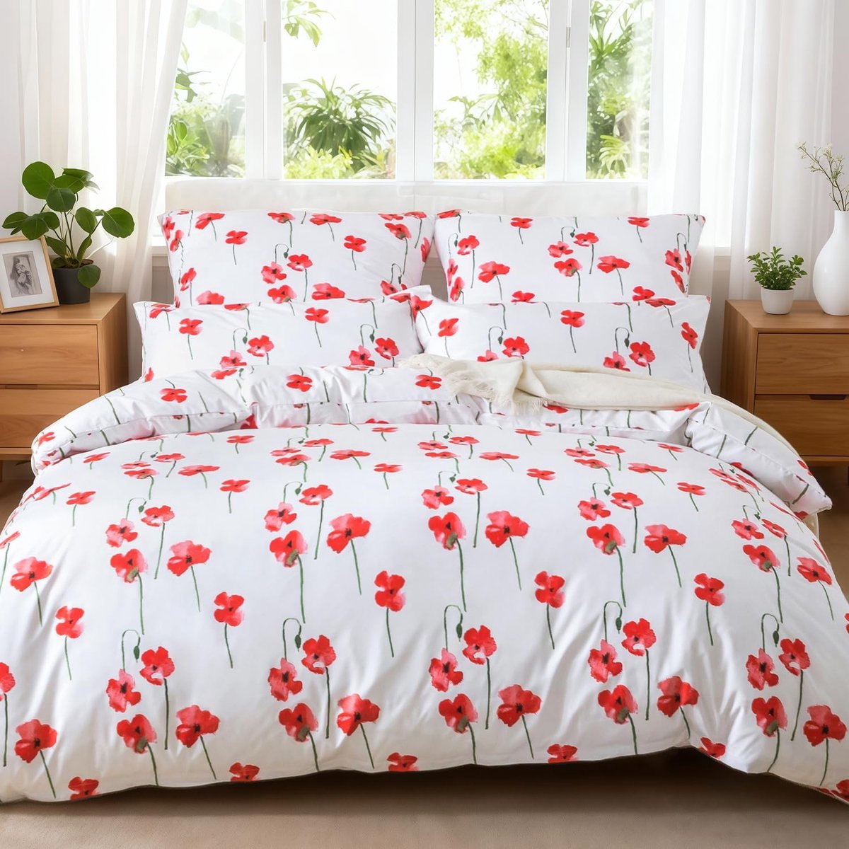 Dekbedovertrekset Microvezel 135x200 cm met Kussensloop 80x80 cm – Bamboe Bladeren Groen – Extra Zacht, Ademend & Oeko-Tex Gecertificeerd – Pauwhome