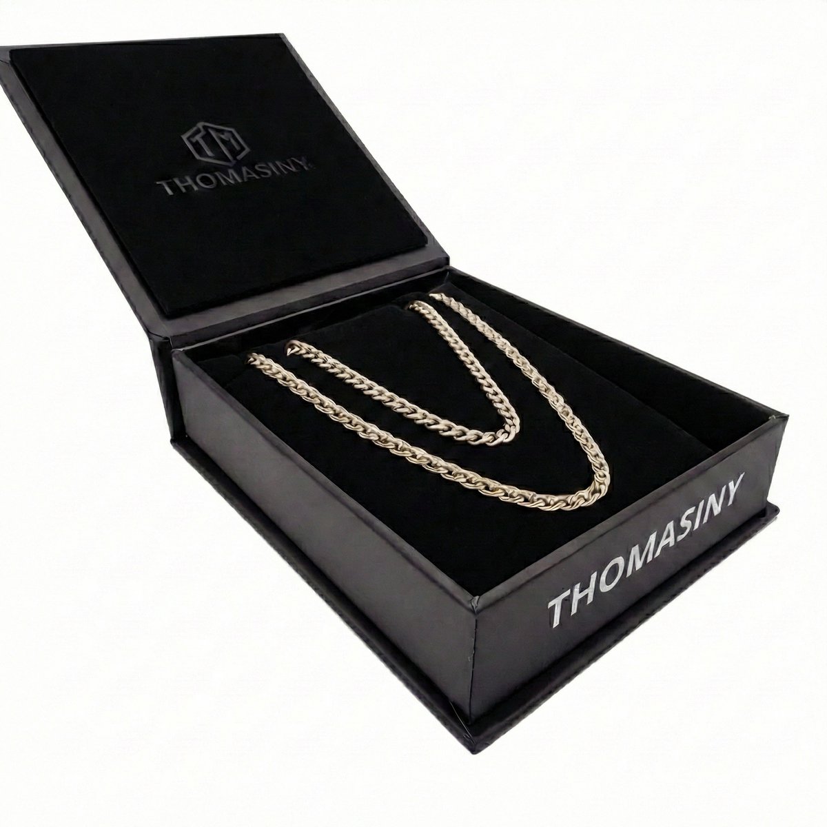 Thomasiny Cuban & Wheat Chain Cadeauset Zilver – 2-delige Heren Ketting Set – Cubaanse Ketting 4 mm & Tarweketting 3 mm – RVS – Luxe Geschenkverpakking