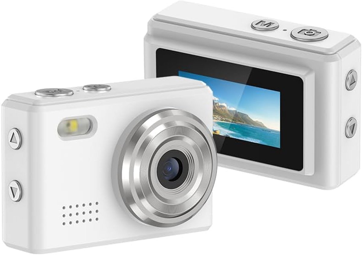 Mini draagbare camera - hangende buitencamera - lichtgewicht - cartoonontwerp - kan worden gekoppeld aan mobiele telefoon en computeropslag (wit)