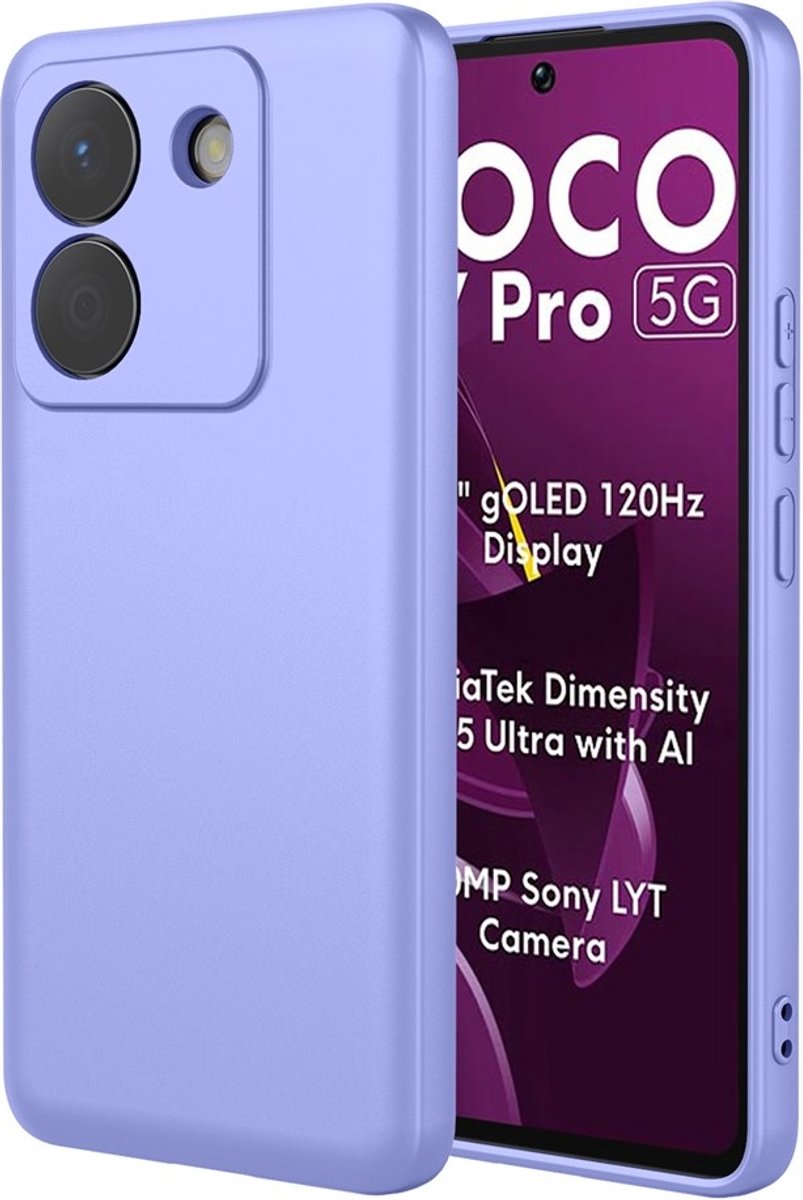 Hoesje geschikt voor Xiaomi Poco M7 Pro - Phonesta Soft Silk Silicone Back Cover - Paars