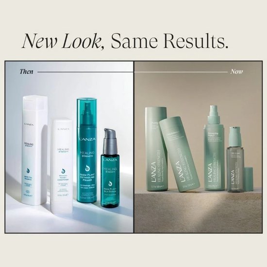 Vóór en nu: L'ANZA Healing Strength producten. Nieuwe look, zelfde resultaten.