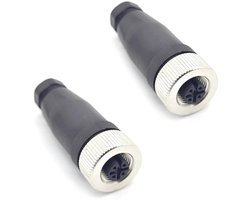 2 Stuks M12 5-polige Rechte Ronde Connector A-Code, IP67 Waterdicht, Ter Plaatse te Installeren