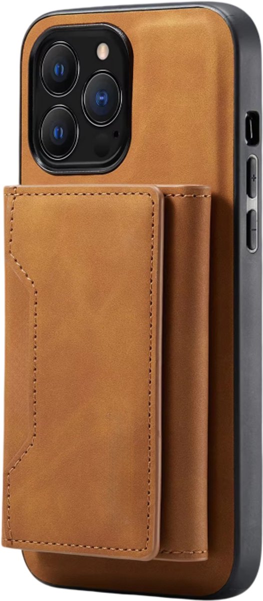 2-in-1 Magnetische Lederen Telefoonhoes – Geschikt voor iPhone 17 Pro – met Afneembare Wallet en Pasjeshouder, Leren Beschermhoes met Kaarthouder en Portemonnee - Bruin