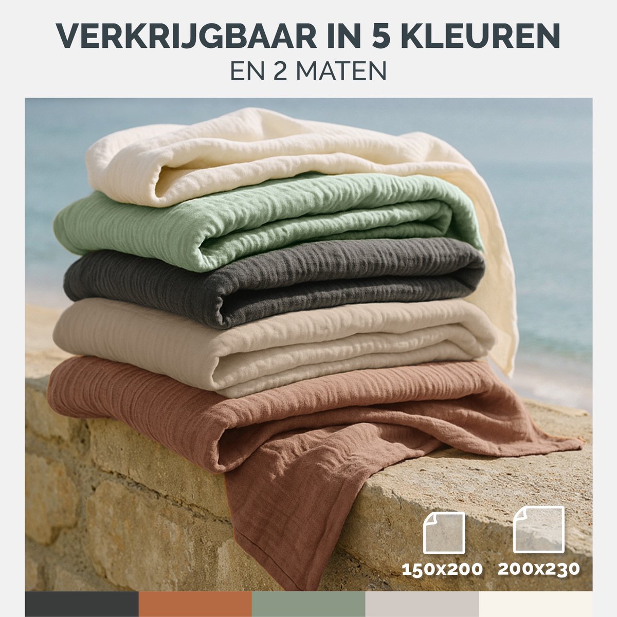 Blumtal Bedsprei Katoen Mousseline - OEKO-Tex gecertificeerd - Lichtgewicht sprei - 150 x 200 cm - Beige — cadeau in Wonen & Interieur - foto 5