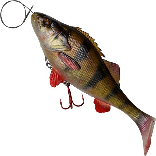Grote Kunstaas 4D Baars Shad - 20cm - 100 Gram - Firetiger - Voor Snoek & Roofvis — afbeelding 2