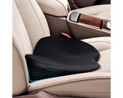 Autostoelkussen - Kussens - Traagschuim kussen - Rugkussen onderrug - Autowigkussen - Rugkussen onderrug voor auto - Verlichting ischias - Lage rugpijn - Autorijden - Reisbenodigdheden automobilisten - Voor Auto - 44X23.5X9.5CM - Zwart
