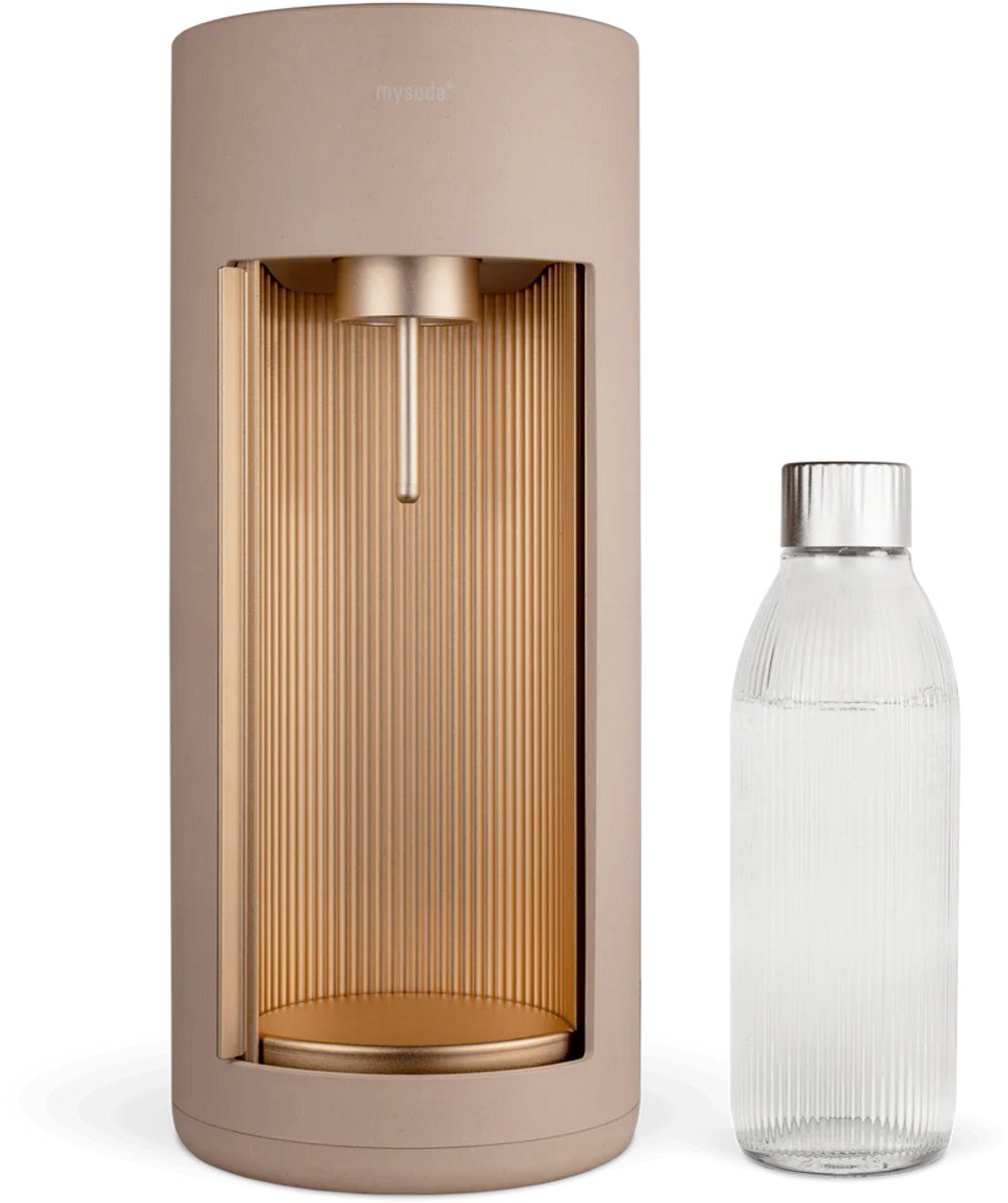 Mysoda Glassy Latte - bruiswatertoestel gemaakt van ecologisch biocomposiet & aluminium - incl glazen fles