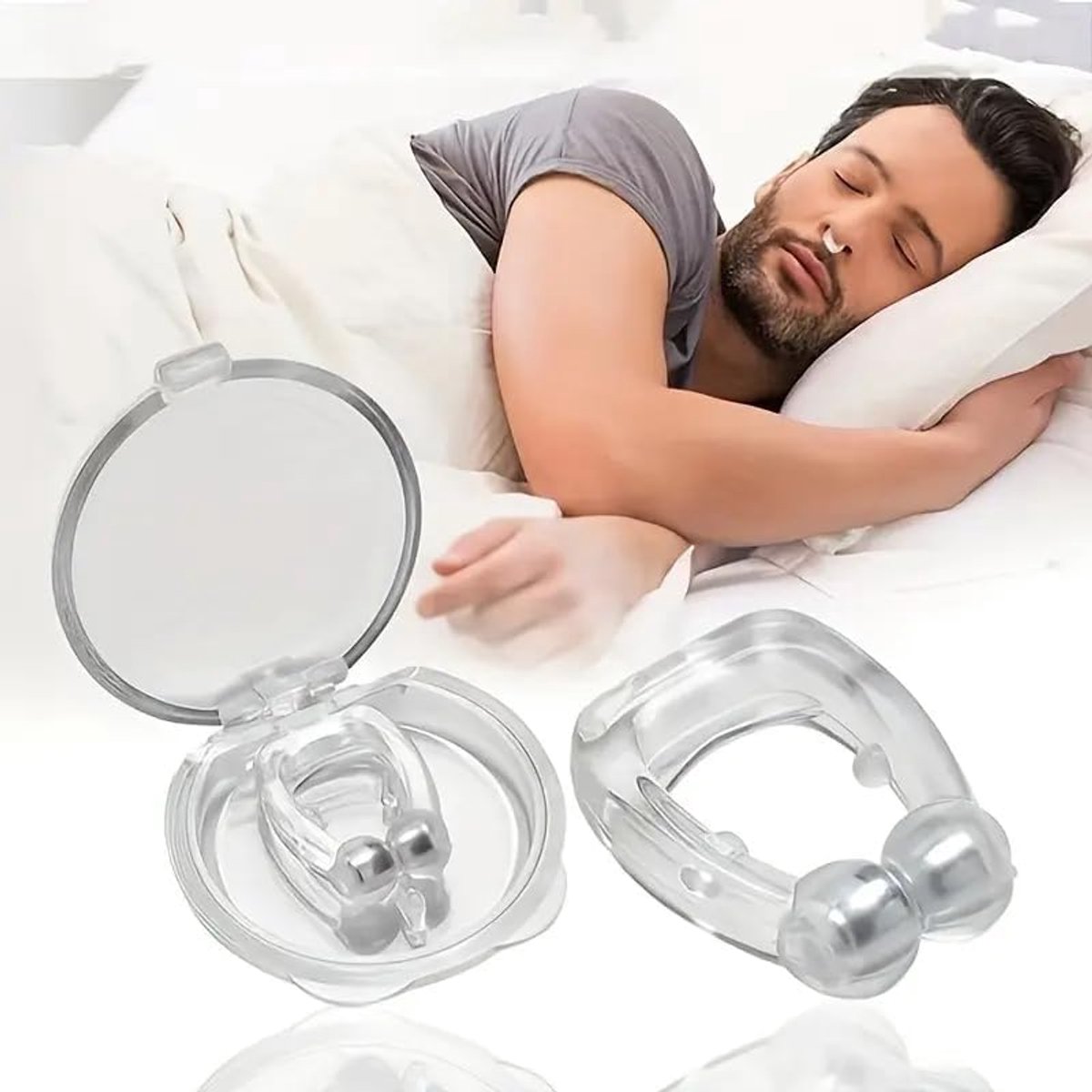 Siliconen anti-snurk neusclip, professioneel hulpmiddel tegen snurken, mini comfortabel slaaphulpmiddel voor een betere ademhaling voor mannen en vrouwen (verpakking van 2)