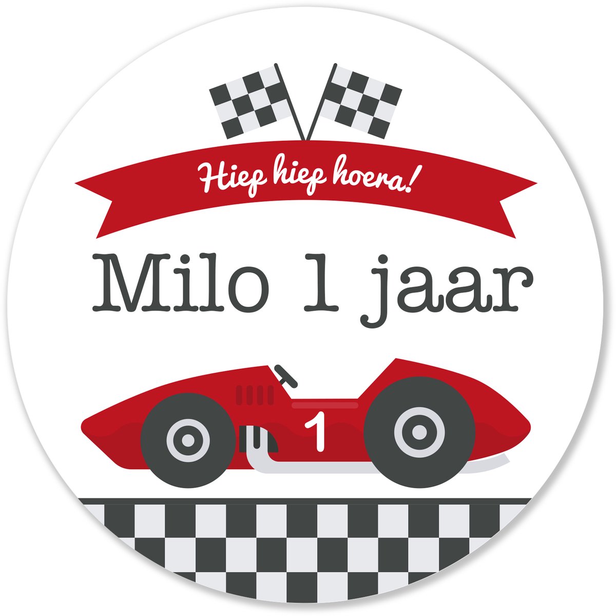 Traktatie stickers met naam – Race auto - 44 stickers – Verjaardag & school