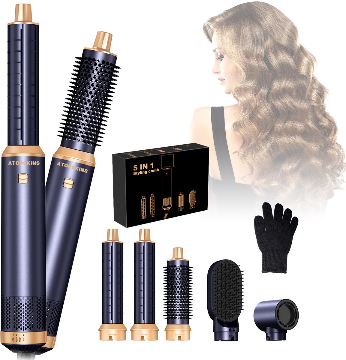 UKLISS Multistyler 5-in-1 Krultang Ionisch Keramisch – Voor Vrouwen Lang Haar – Cadeau Idee