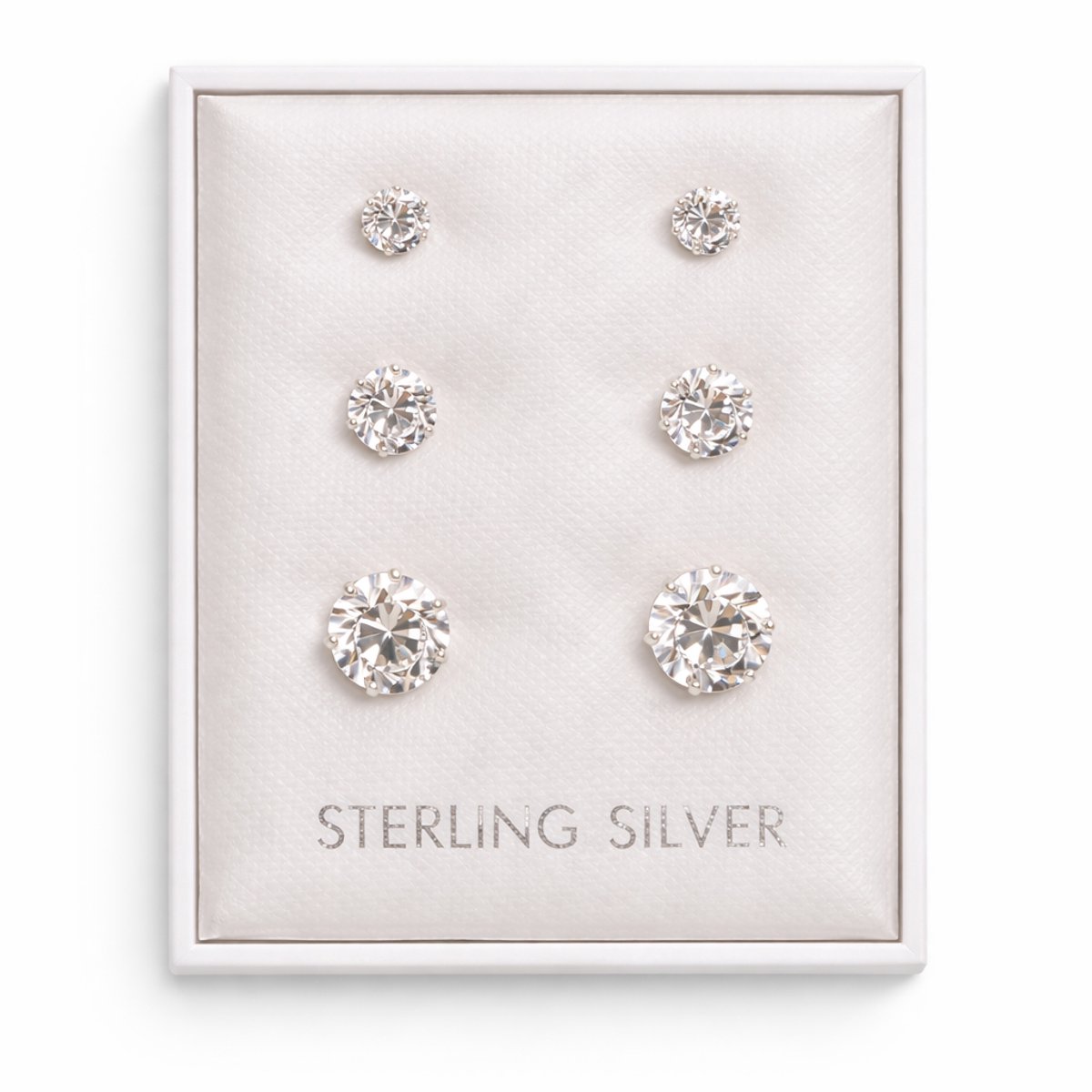 day.berlin Oorstekers, wit, 18k verguld, set van 4 damesoorbellen met 6 mm 8 mm zirkonia-kristallen, 316L premium roestvrij staal, nikkelvrij en waterdicht, 6 mm, Roestvrij staal, Zirkonia