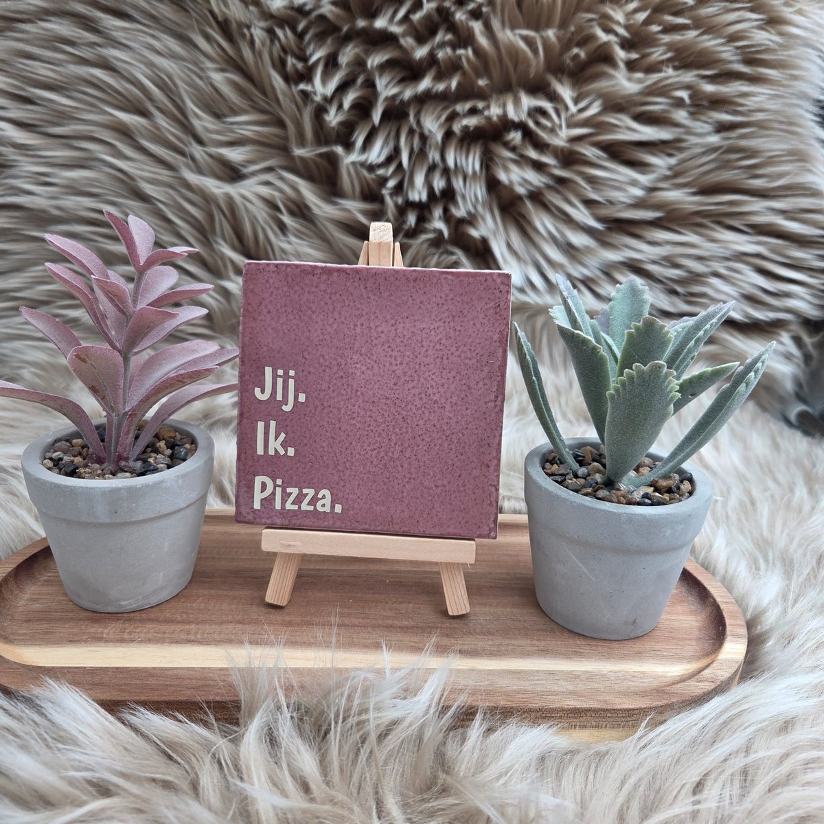 Robuust wenstegeltje “Jij. Ik. Pizza.” – Grappig Liefde Cadeau – Woondecoratie – Relatie Cadeautje – Vriendschap – Trendy nu – Valentijn