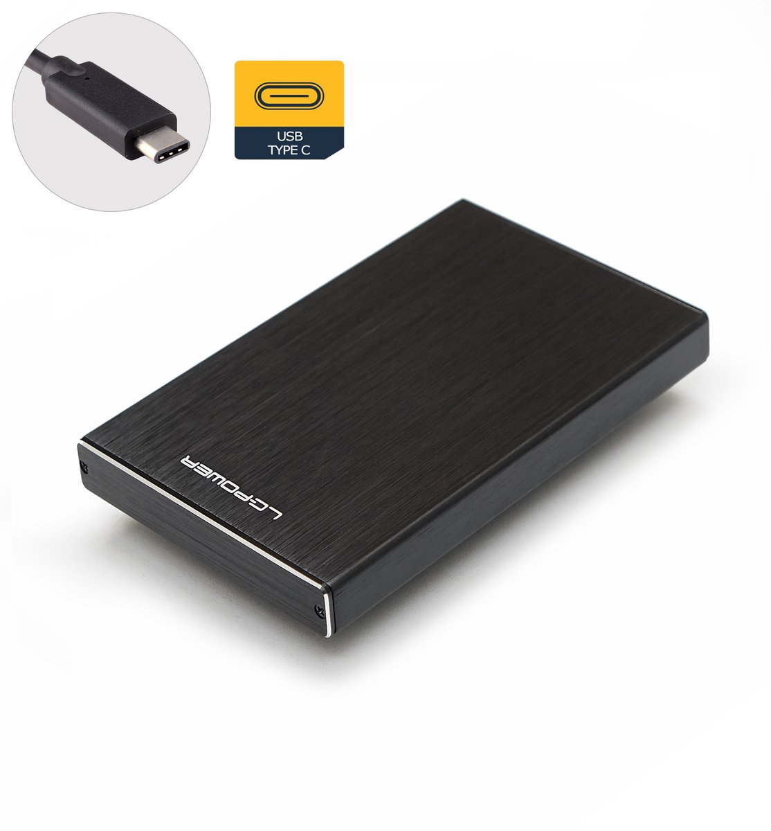 USB-C Super Speed USB 3.1 Gen. 2 ( tot 10 Gb/s ) Externe Harde Schijf Aluminium Behuizing voor 2.5'' inch SATA HDD/SSD