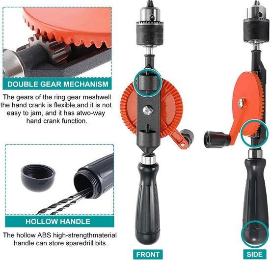 Handboormachine Set met 13 Stalen Boren (1,5-10 mm) - Handmatig ...