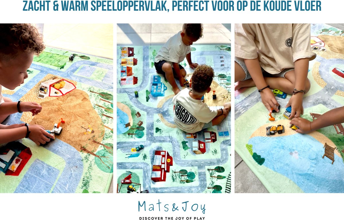 Mats & Joy® Village Auto Speelmat 110x170cm - Fluweelzacht - Anti-slip - Wasbaar - Groot Auto Speeltapijt voor Kinderen - Speelkleed Baby – Autokleed — afbeelding 12