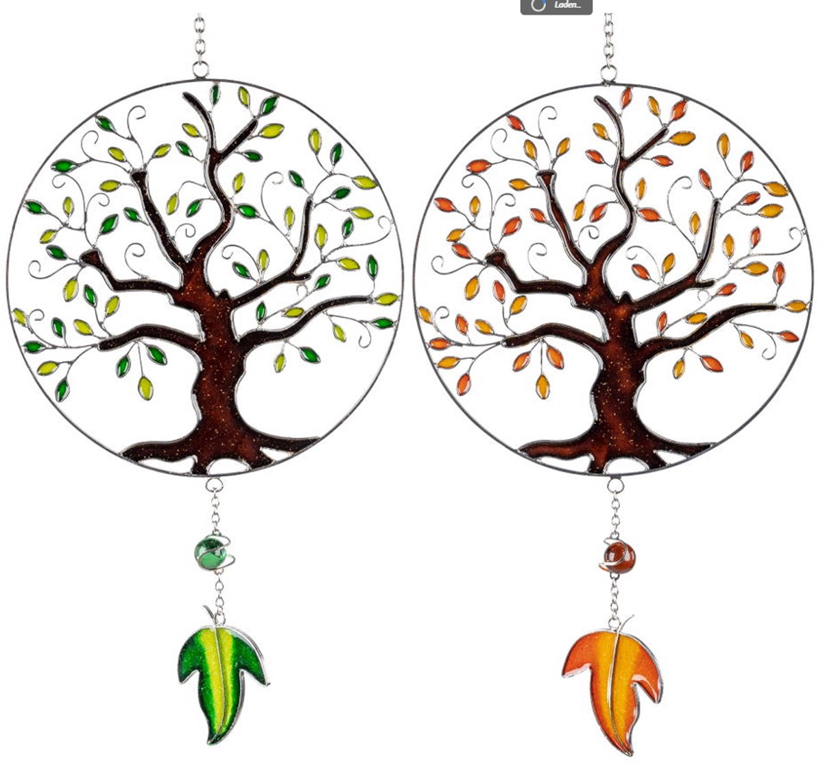 Raamhanger Tiffany Stijl - levensboom met blad - 20x34 cm - raamdecoratie 1 willekeurige kleur hanger