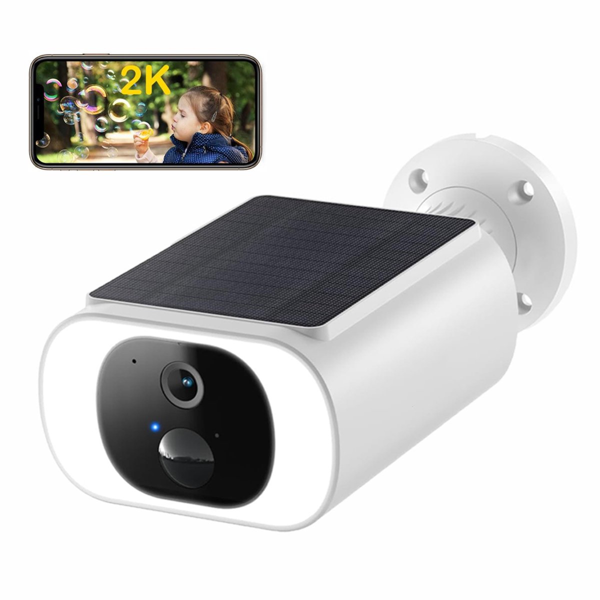 ieGeek S1 2K 3MP Buiten Bewakingscamera Batterij Wi-Fi, HD Draadloze Bewakingscamera met Zonnepaneel, PIR Bewegingsdetectie en Alarm, Kleuren Nachtzicht, Ondersteund door Alexa, 2-Weg Audio