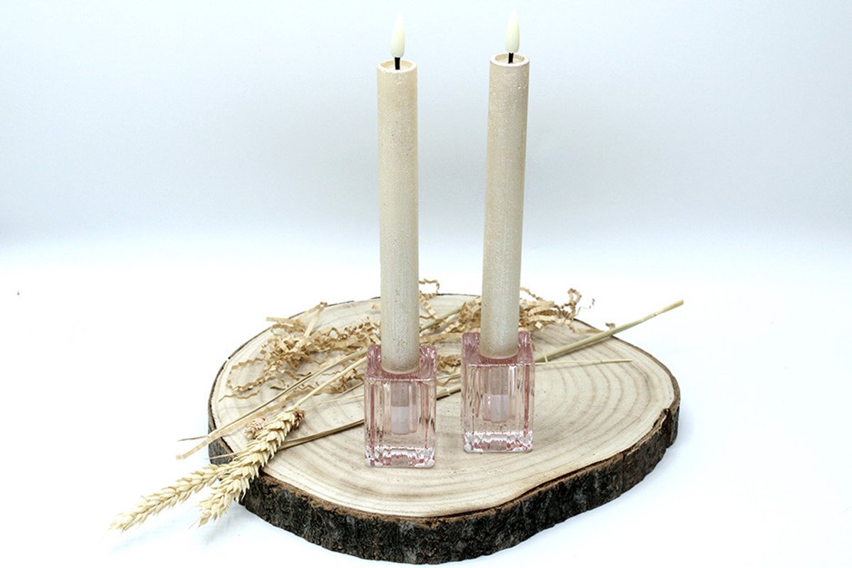 beige champagne LED dinerkaars 24,5 cm - set van 2