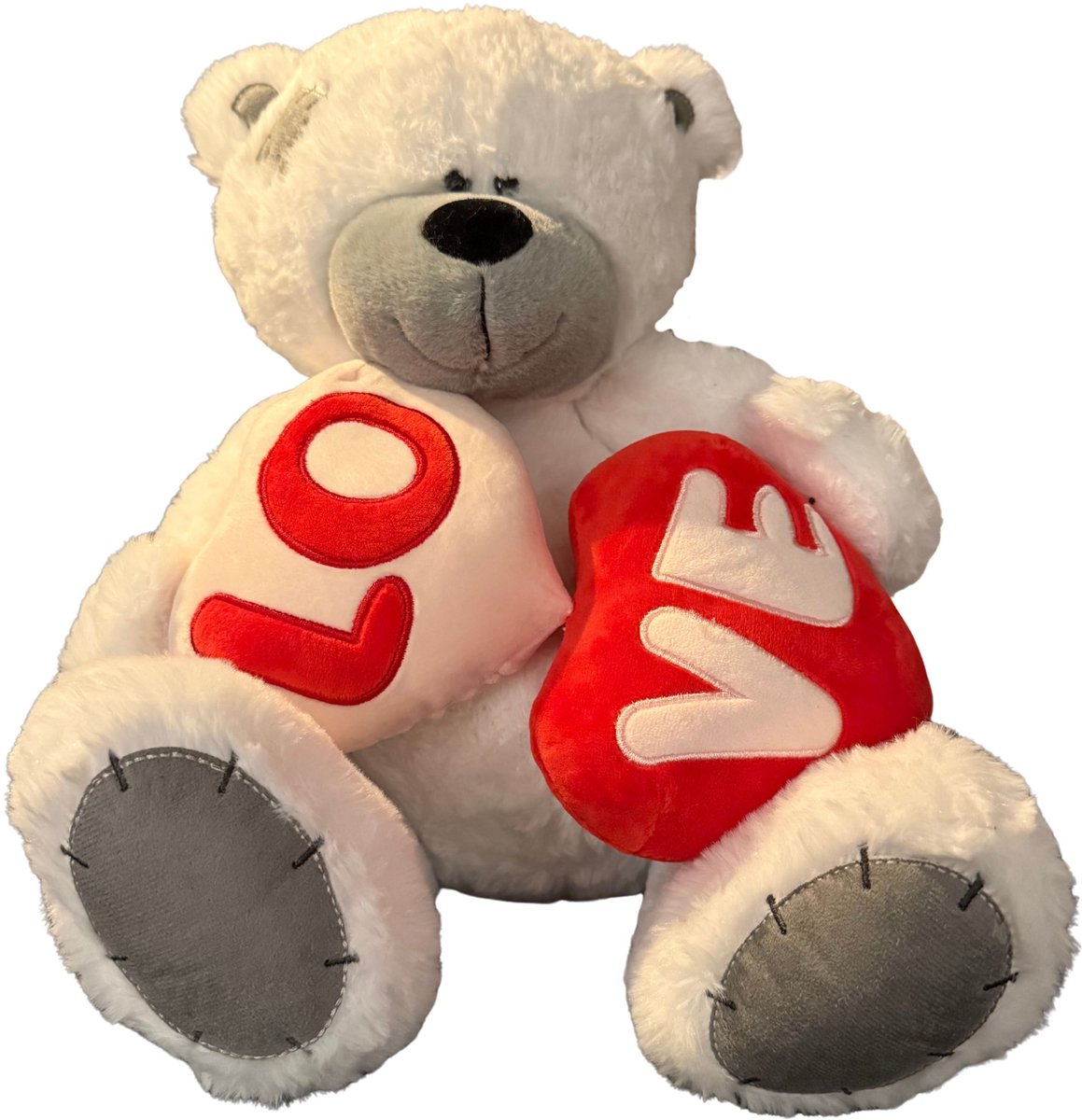 Schattige Witte Teddybeer met letter LOVE – Beer Pluche Knuffel Wit met LOVE 35 cm - Knuffelbeer - Teddybeer - Pluche beer - Perfect Cadeau voor Valentijn of Verjaardag