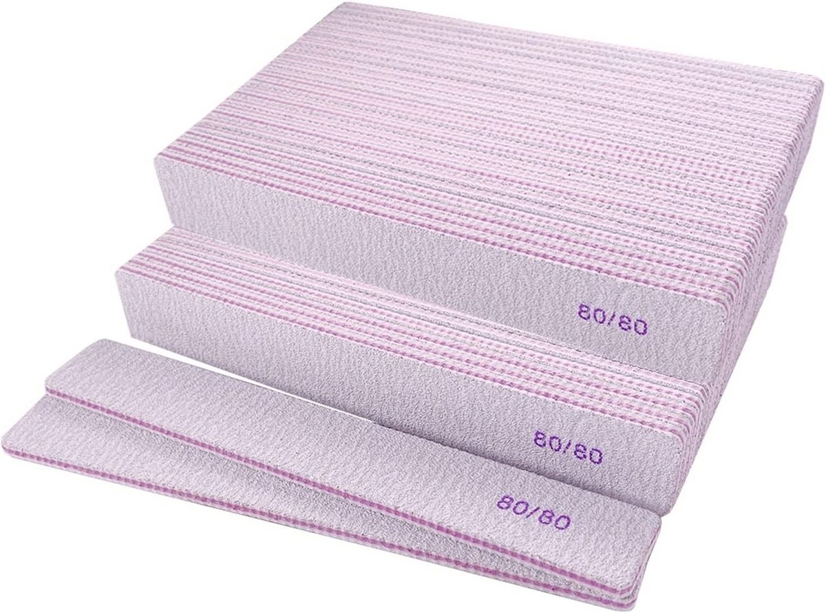 50 Stuks Professionele Grove Nagelvijlen Dubbelzijdig 80/80 Grit voor Acryl en Gellak