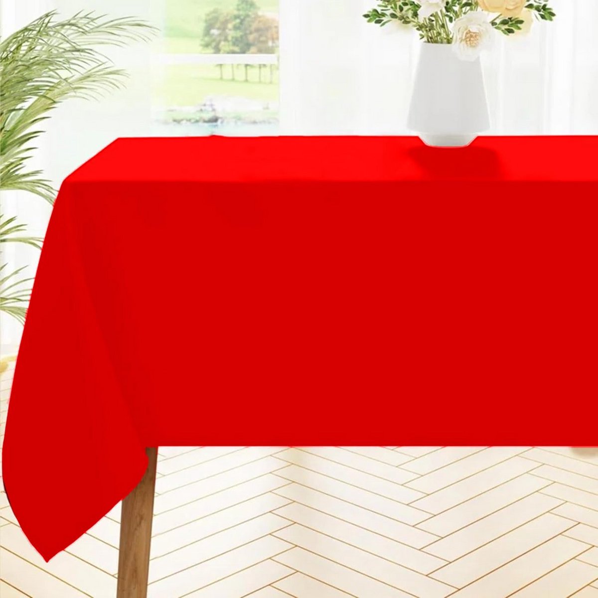 Vierkant Polyester Tafelkleed Rood 105x105cm - Naadloos, Kreukvrij en Wasbaar