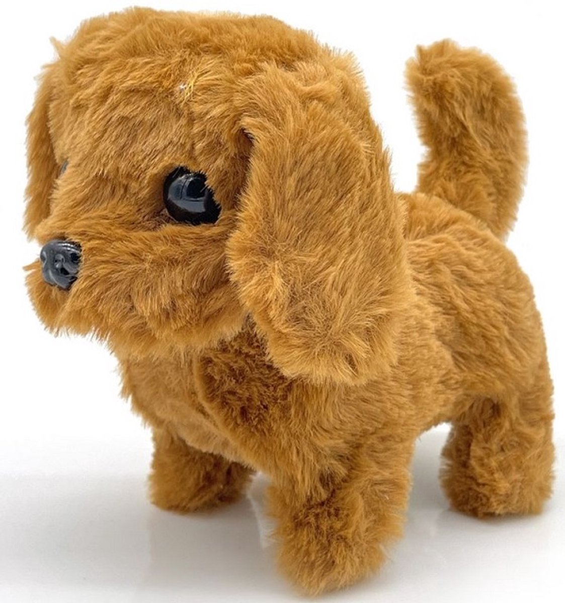 Een schattige en lieve knuffel waar geluid uitkomt! Doe een batterij in het hondje en zet hem neer, dan loopt de hond vanzelf weg! Dit hondje is 15cm hoog. Leuk om voor jezelf te kopen of om cadeau te geven aan iemand.