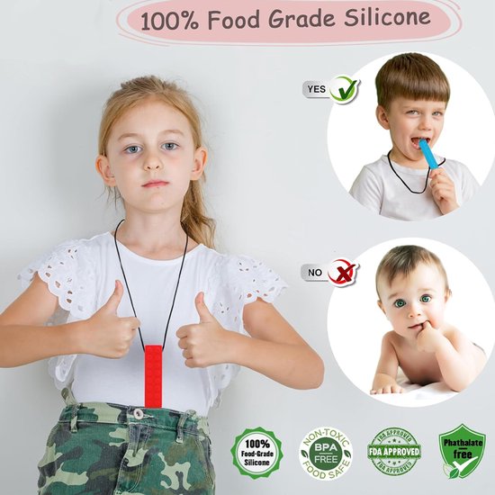 OUYLAF kouwketting voor kinderen - Bijtketting Kauwketting - bijtketting meisjes - bijtketting jongen - kauwsieraad - bijtketting autisme - 6 -delige - voor jongens en meisjes met autisme, ADHD, sensorische verwerkingsstoornis (SPD) van Merkloos — afbeelding 3