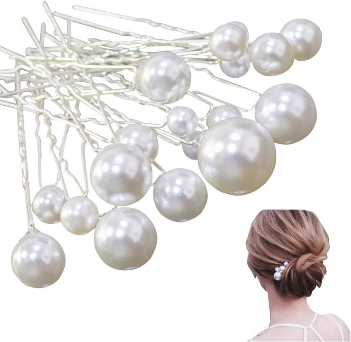 18x Parel Haarspelden Set - U-Type Elegante Haarspeldjes voor Bruiloft & Feest
