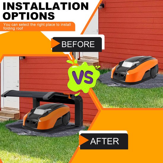 Garage voor robotmaaier Grasmaaiergarage Robotmaaiergarage Robotmaaierdak Opvouwbare zonweringkap van Vounot — afbeelding 5
