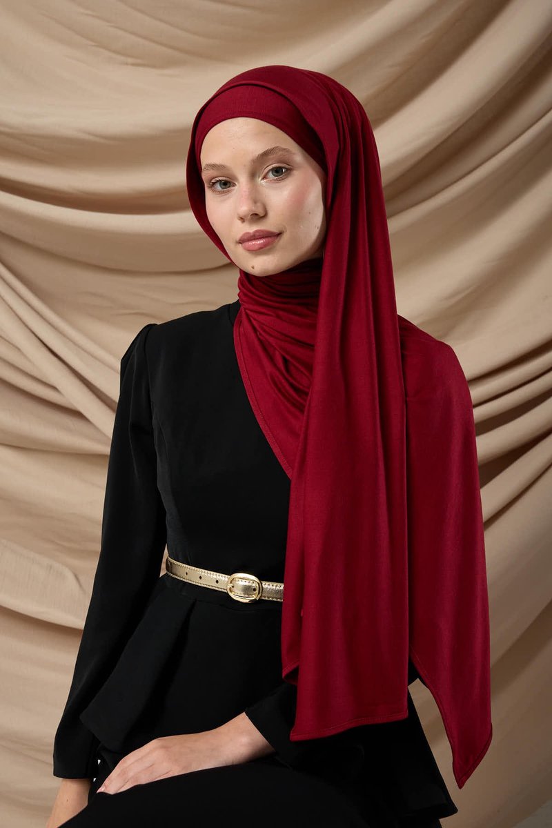 SILK HOME Bordeauxrood Premium Jersey Sjaal - Hoofddoek - Hoofddeksel - Hijab