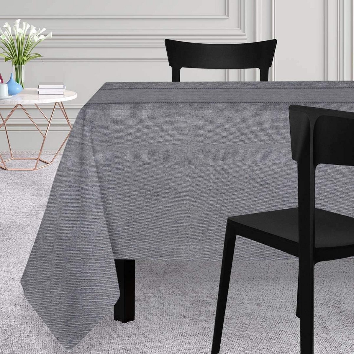 Ronde Tafelkleed Grijs 150x250 cm Waterafstotend en Elegant