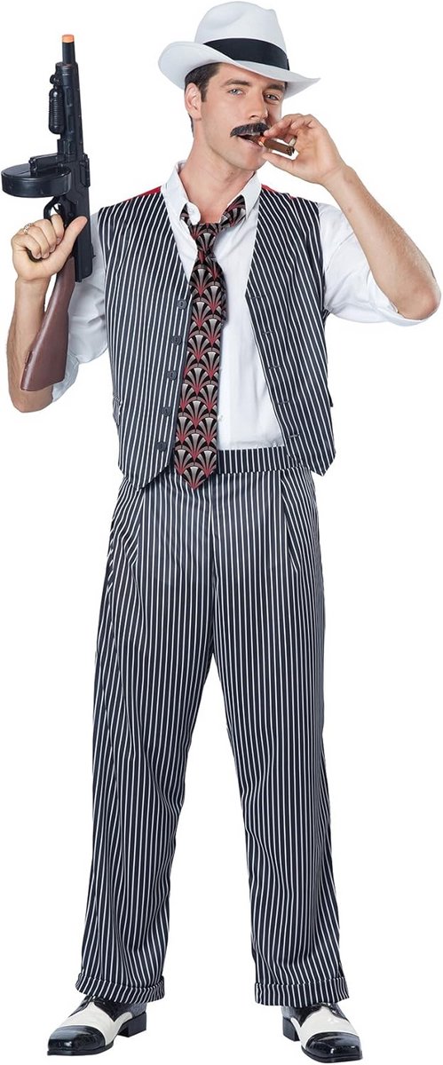 Gangster Kostuum voor Heren - Maffia Outfit met Vest, Broek en Stropdas