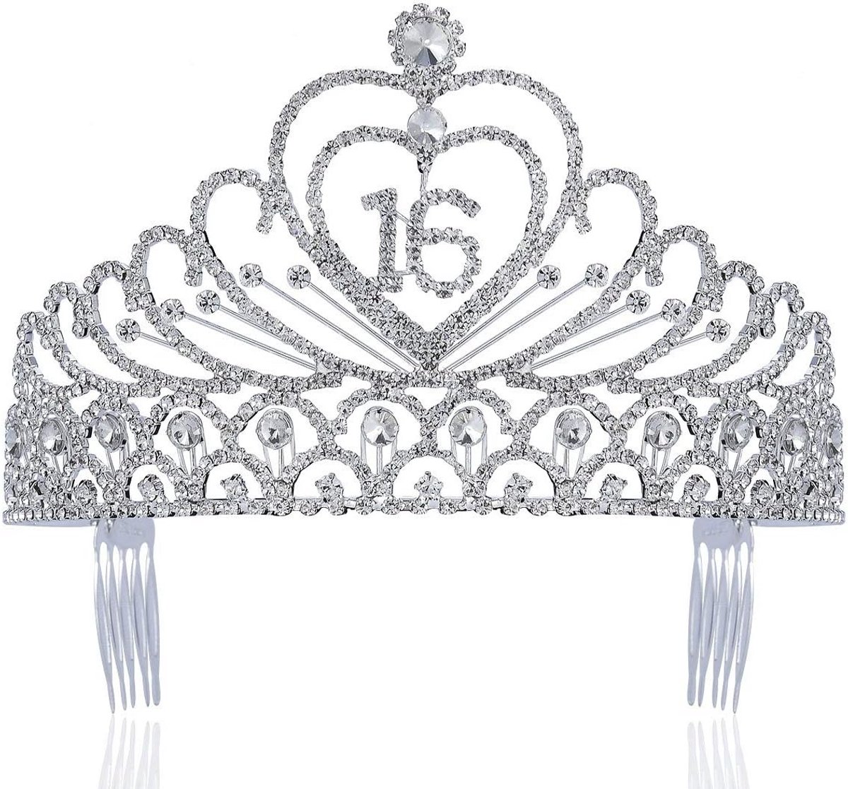 Haarkam met strass voor 16e verjaardag tiara kroon feestaccessoire