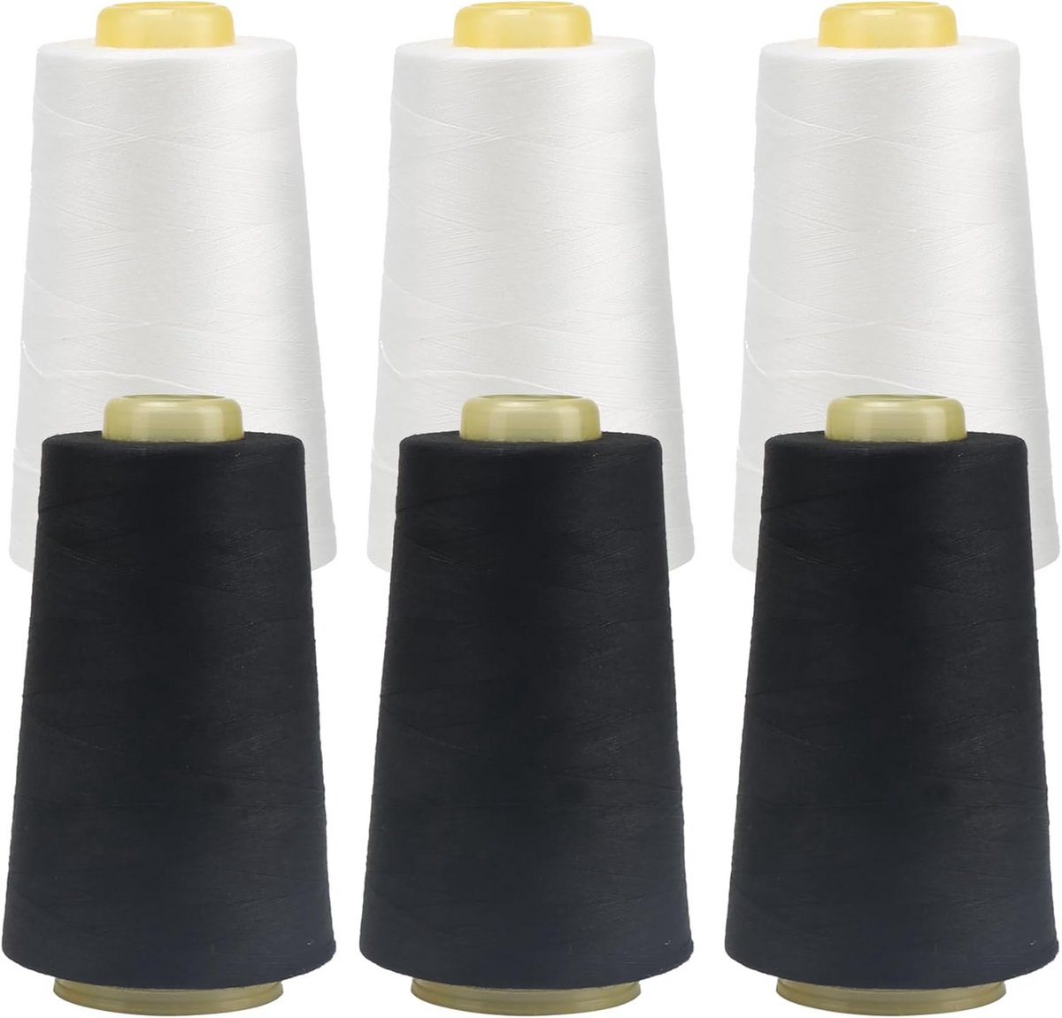 Set van 6 Rollen Sterk Nylon Naaigaren (Zwart & Wit) - Type 402, 2743 Meter