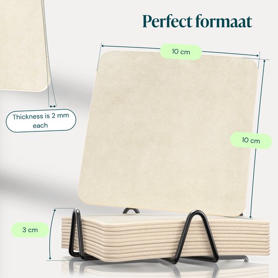 Sous-verres - Cuir PU - 10 Pièces - Blanc Grisâtre