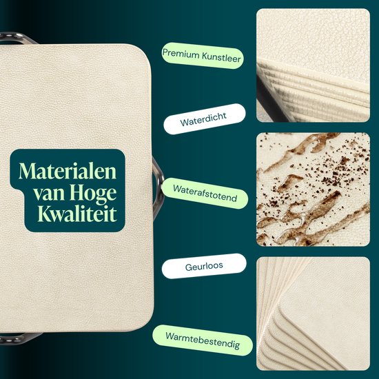 Sous-verres - Cuir PU - 10 Pièces - Blanc Grisâtre