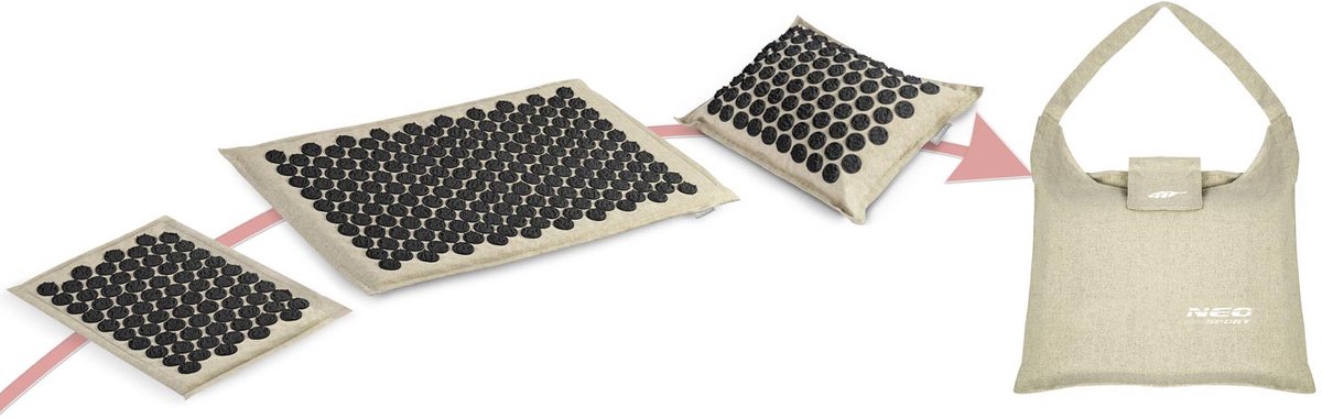 Neo-Sport NS-902 acupressuurmat met noppen, grijs en zwart