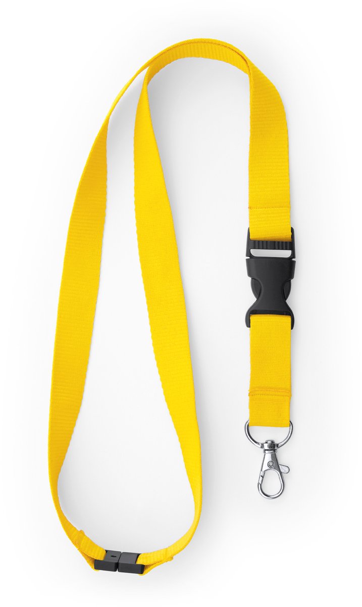 Keycord/lanyard koord inclusief bijpassende kleur pashouder 11cm x 9,5 cm- 50 x - Geel - met sleutelhanger - 55 cm