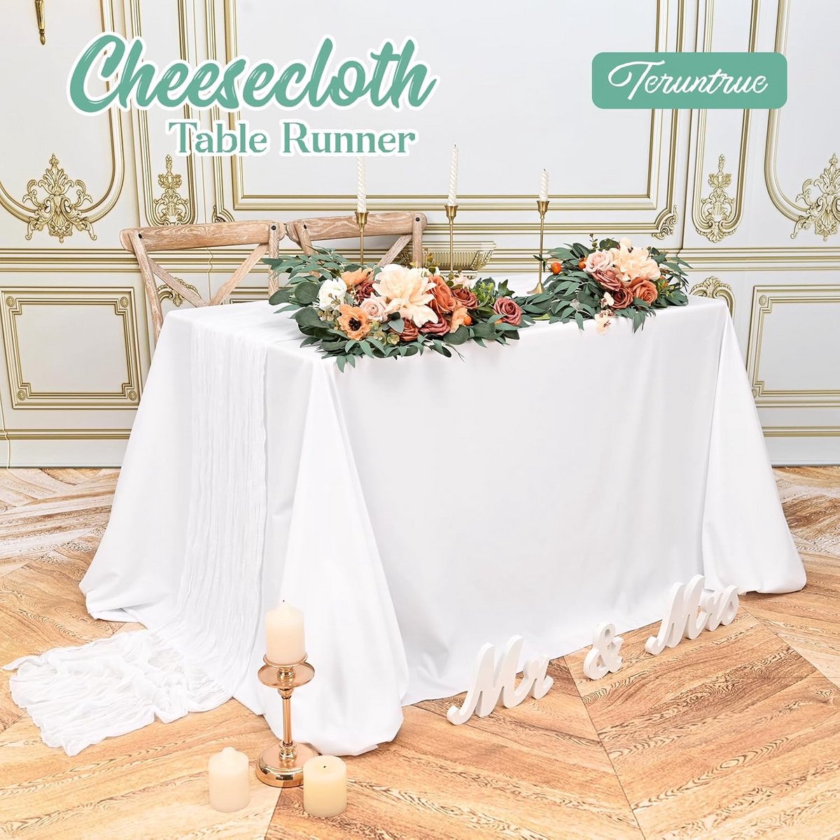 10x Witte Kaasdoek Tafelloper Lengte 3 Meter Boho Decoratie voor Feest en Bruiloft