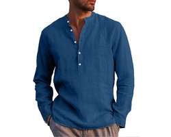 Linnen Overhemd Heren Lange Mouwen Regular Fit Casual Vrijetijdshemd